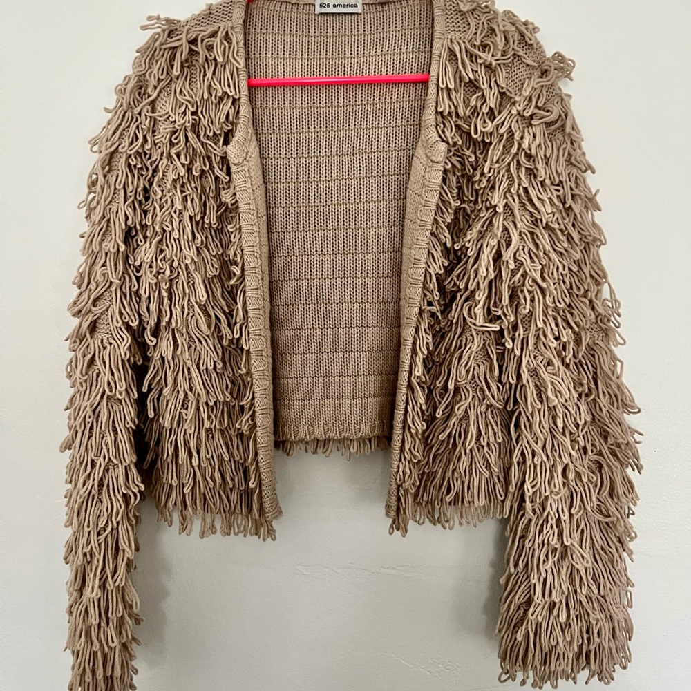 Crop Fringe Sweater Jacket
